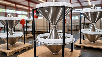 Activador de contenedores | Activador de contenedores de acero inoxidable SS304 de grado alimenticio para la descarga de materiales en la industria alimentaria